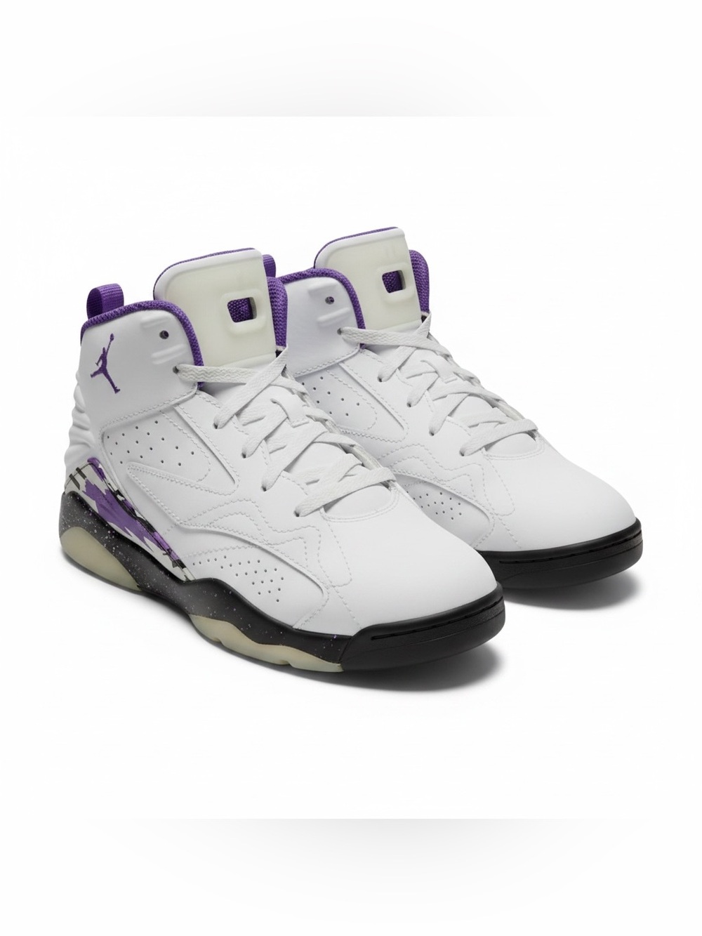 Nike Jordan’s Glow in the Dark, White and Purple High-Top Basketball Sneakers